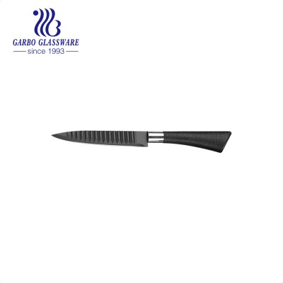 Kitchen Tools Stainless Steel 420 Black Colored 5 Inch Sharp Utility Knife with Plastic Handle (KWDJ033)